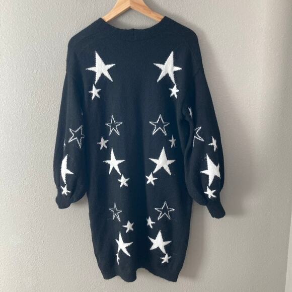 Anthropologie Flat White Stars Longline Cardigan - Black - Small - Picture 6 of 7